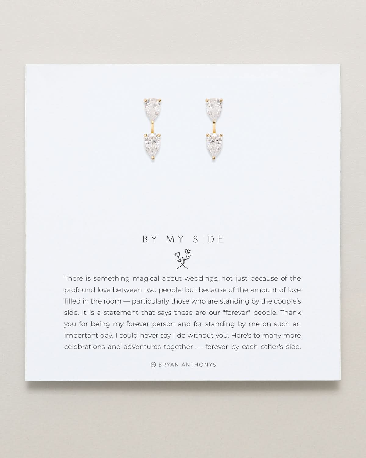 Bryan Anthonys Bridal Collection By My Side Bridesmaid Pear Cut Ear Jackets Gold On Card