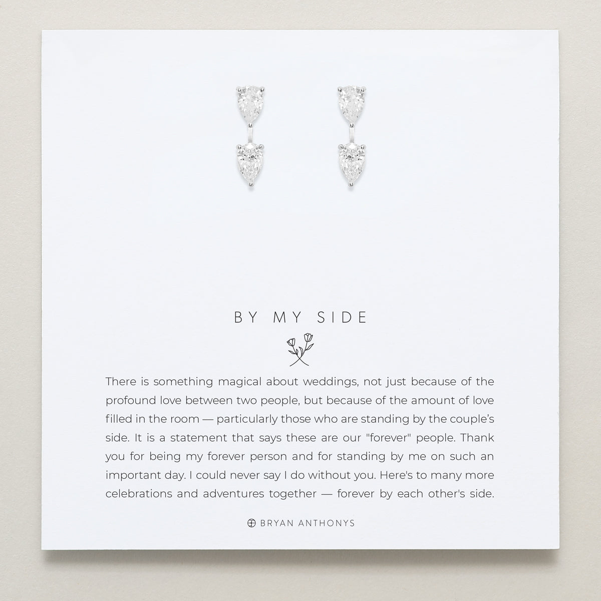 Bryan Anthonys Bridal Collection By My Side Bridesmaid Pear Cut Ear Jackets Silver On Card