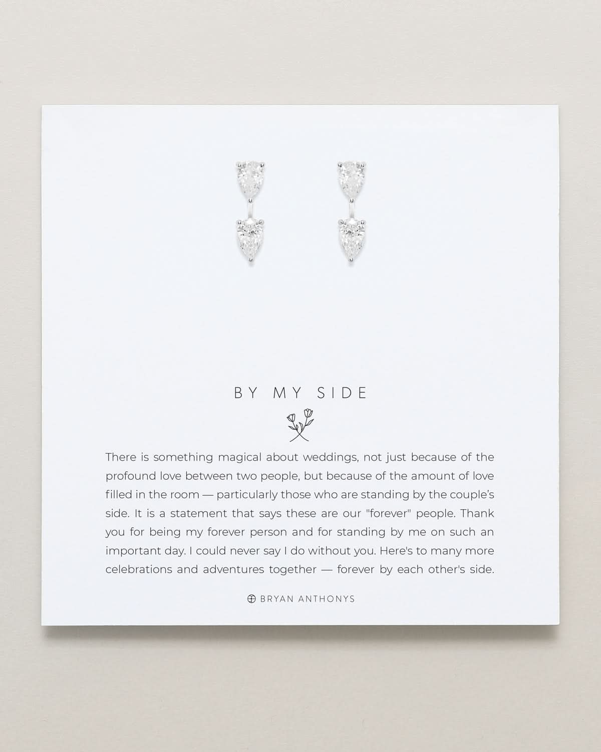 Bryan Anthonys Bridal Collection By My Side Bridesmaid Pear Cut Ear Jackets Silver On Card