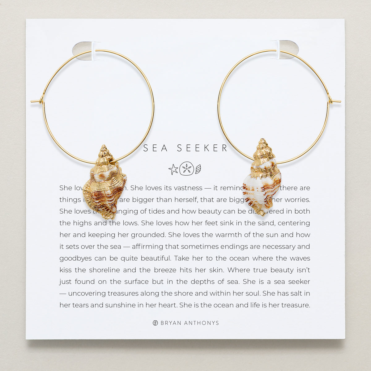Bryan Anthonys Gold Sea Seeker Hoop Earrings On Card