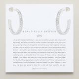 Bryan Anthonys Beautifully Broken Collection Baguette Maxi Hoop Earrings Silver On Card