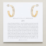 Bryan Anthonys Beautifully Broken Collection Baguette Midi Hoop Earrings Gold On Card