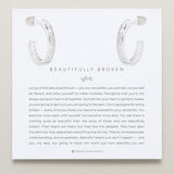 Bryan Anthonys Beautifully Broken Collection Baguette Midi Hoop Earrings Silver On Card