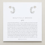 Bryan Anthonys Beautifully Broken Collection Baguette Mini Hoop Earrings Silver On Card