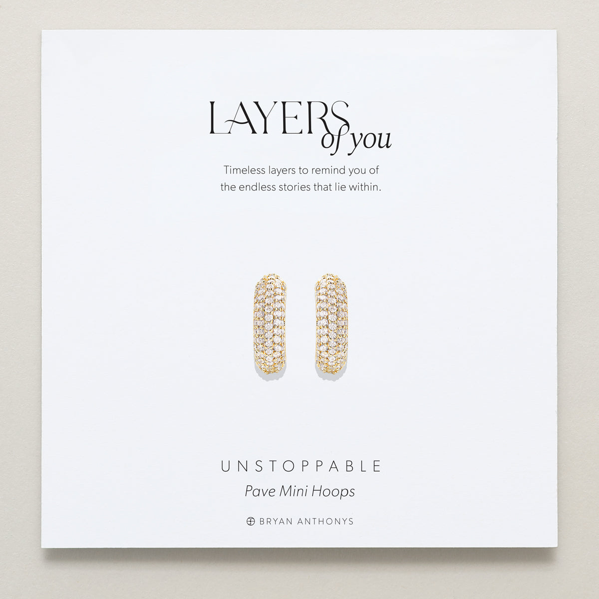 Bryan Anthonys Layers of You Gold Unstoppable Pave Hoops On Card