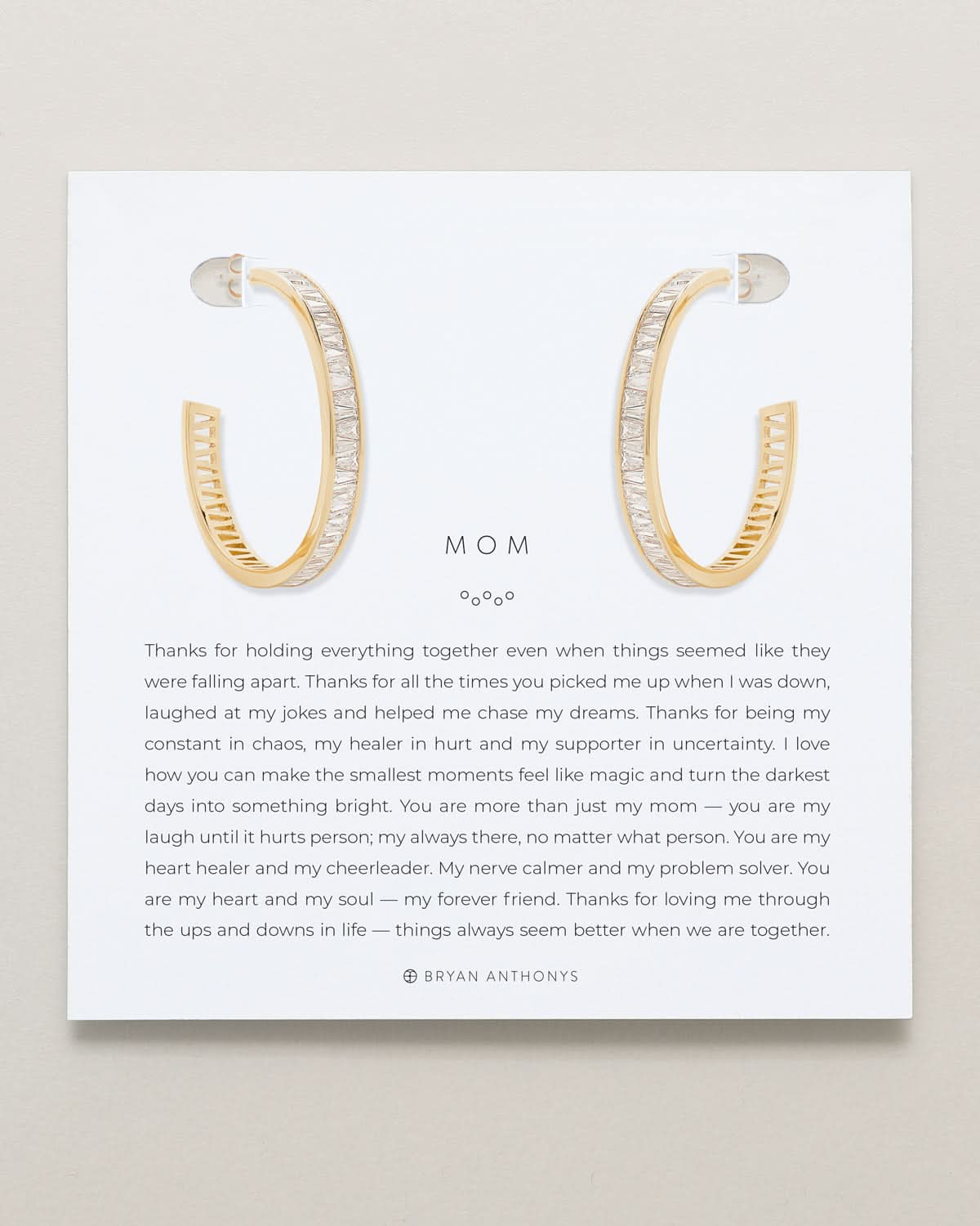 Bryan Anthonys Mom Baguette Maxi Hoop Earrings Gold On Card