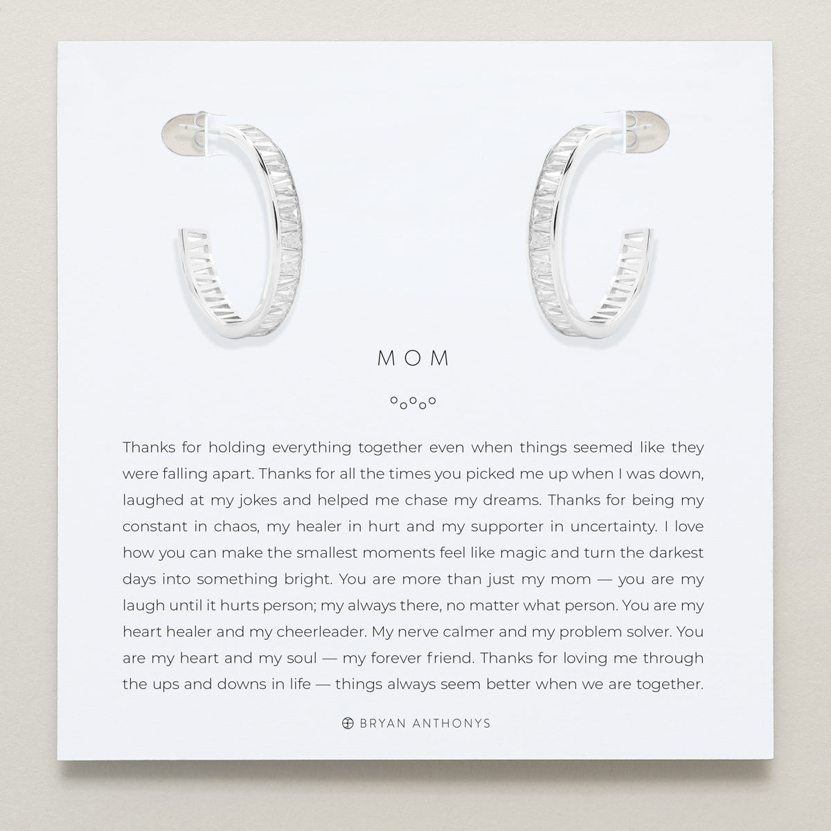 Bryan Anthonys Mom Baguette Midi Hoop Earrings in Silver