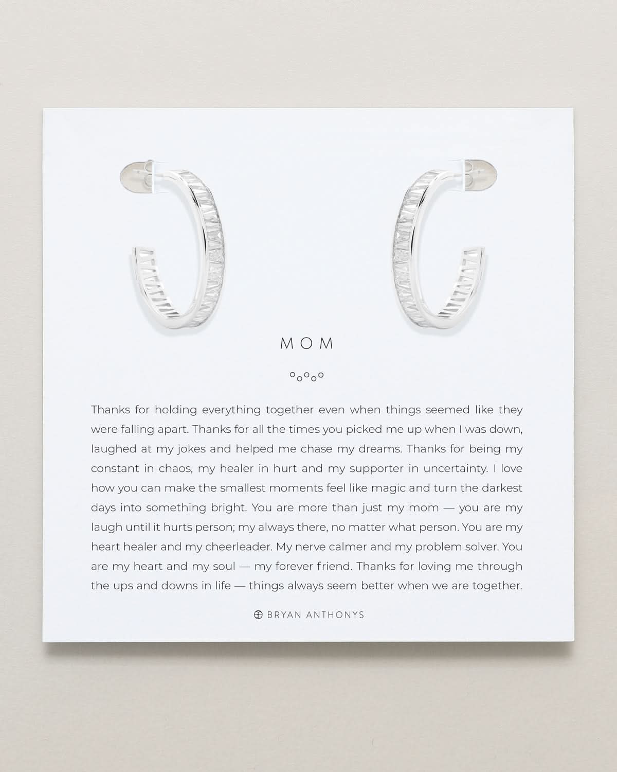 Bryan Anthonys Mom Baguette Midi Hoop Earrings in Silver