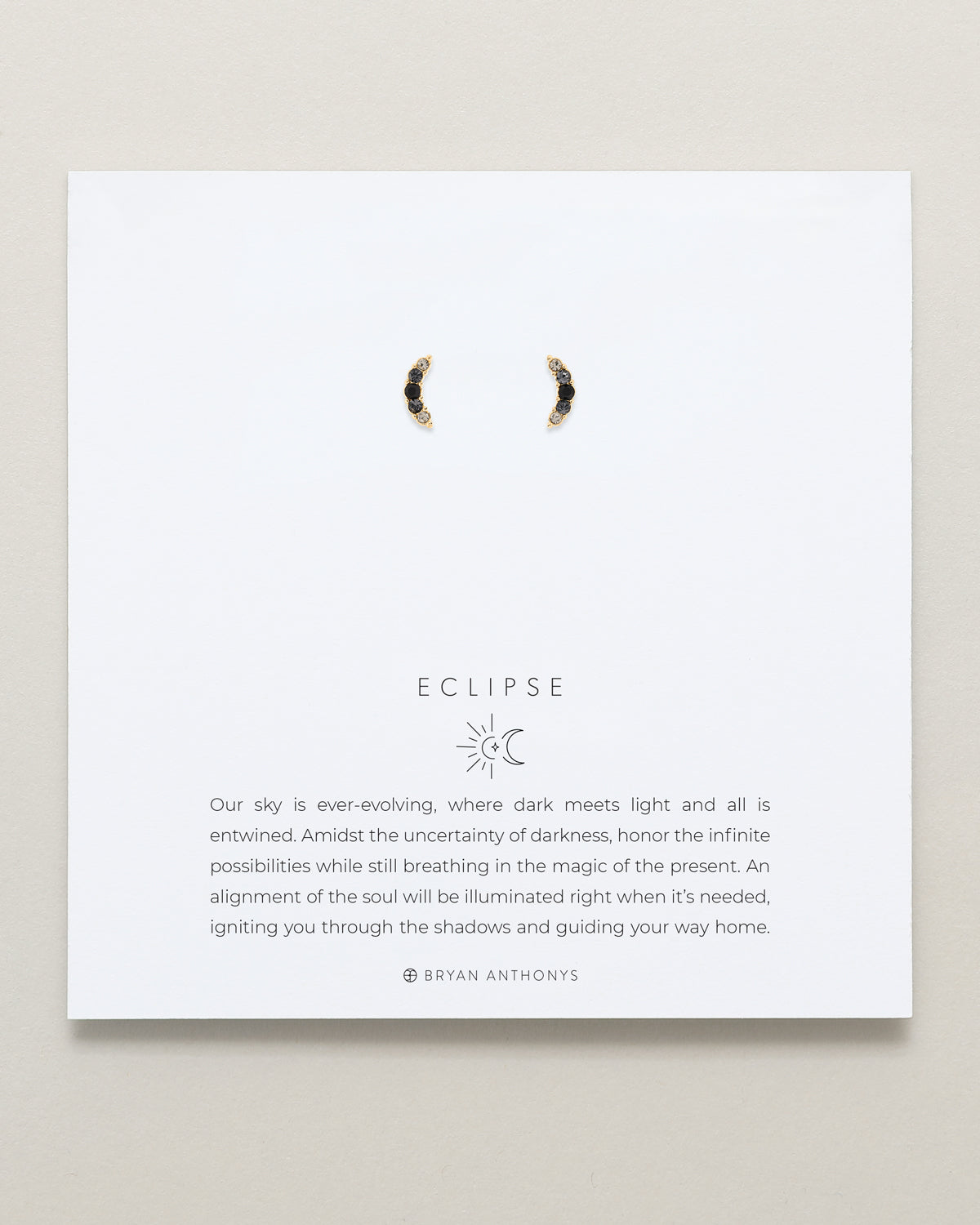Bryan Anthonys Eclipse Collection Pave Stud Earrings in Gold with Meaning Card