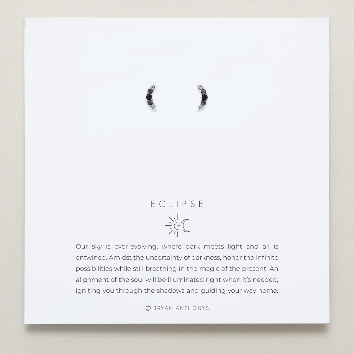 Bryan Anthonys Eclipse Collection Pave Stud Earrings in Silver with Meaning Card