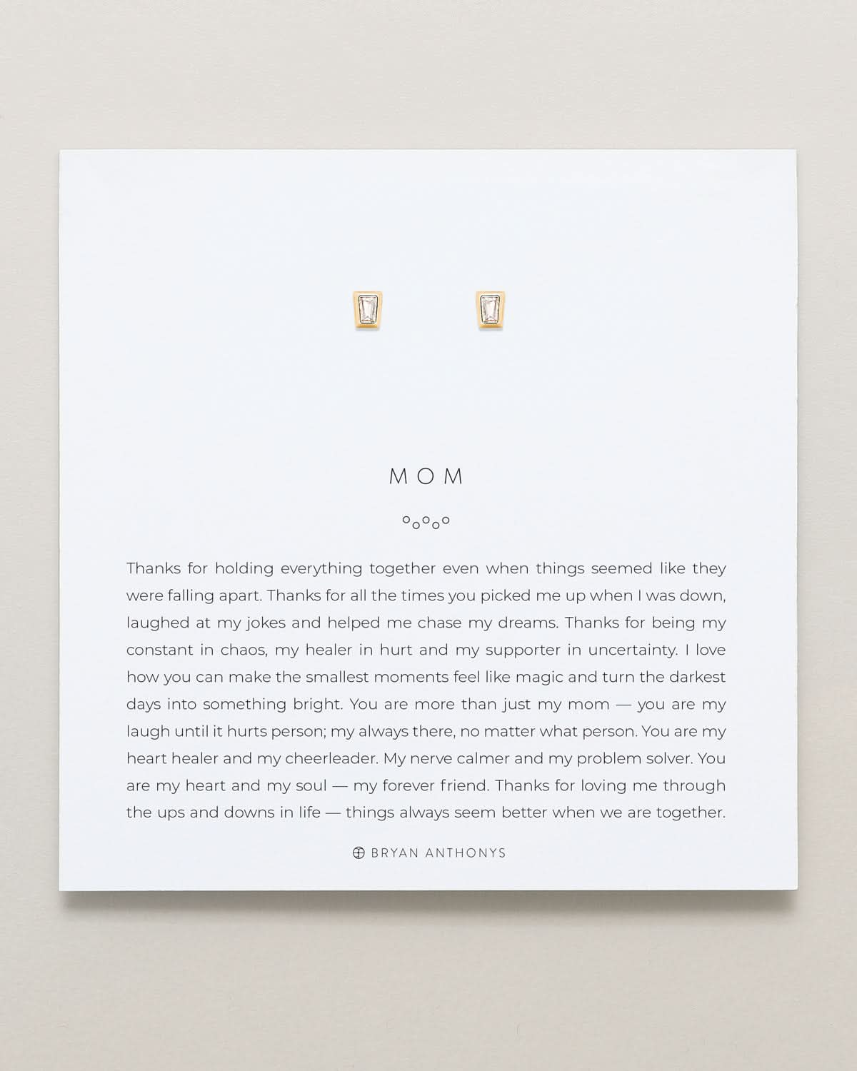 Bryan Anthonys Mom Baguette Stud Earrings Gold On Card