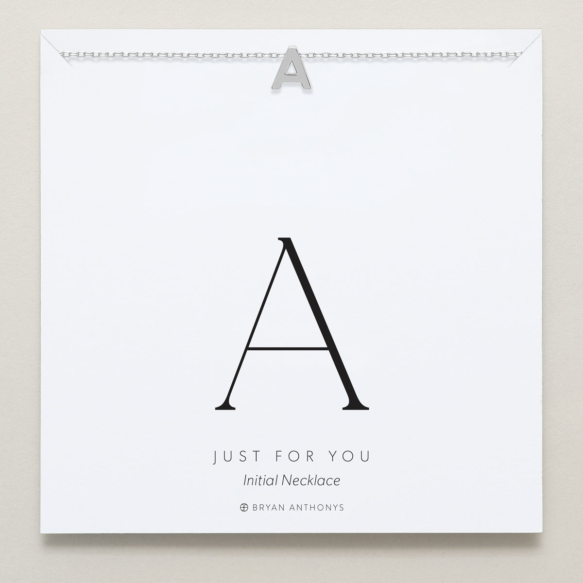 Bryan Anthonys Just For You Initial A Silver On CardBryan Anthonys Just For You Silver A Necklace On Card
