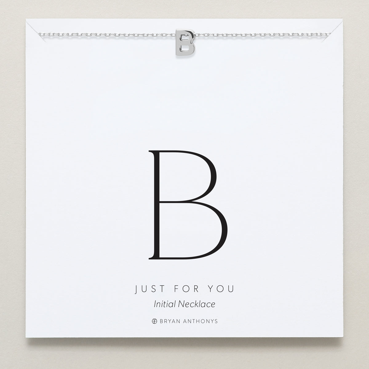 Bryan Anthonys Just For You Silver B Necklace On Card