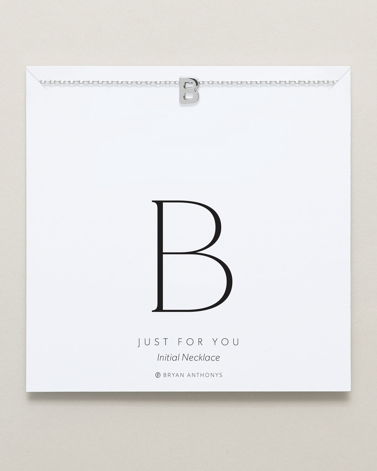 Bryan Anthonys Just For You Silver B Necklace On Card
