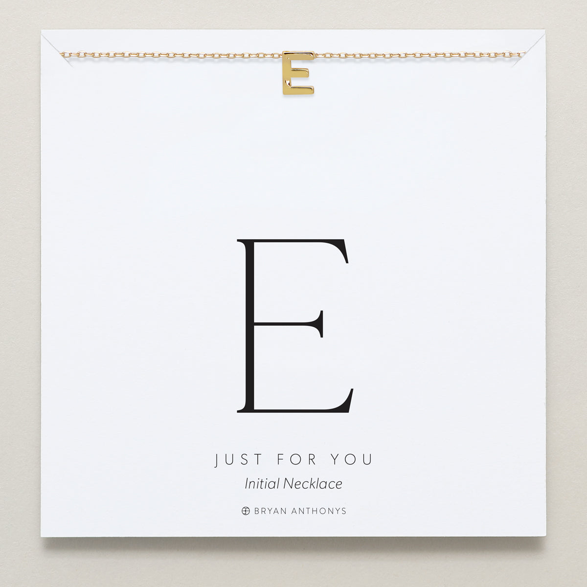 Bryan Anthonys Just For You Gold E Necklace On Card