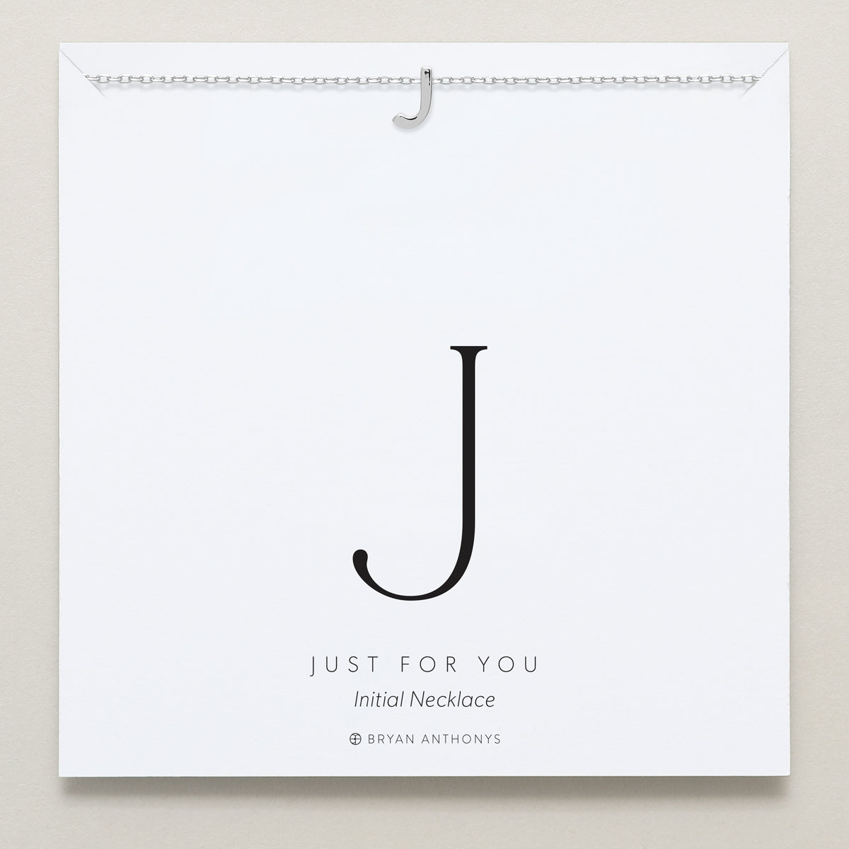 Bryan Anthonys Just For You Silver J Necklace On Card