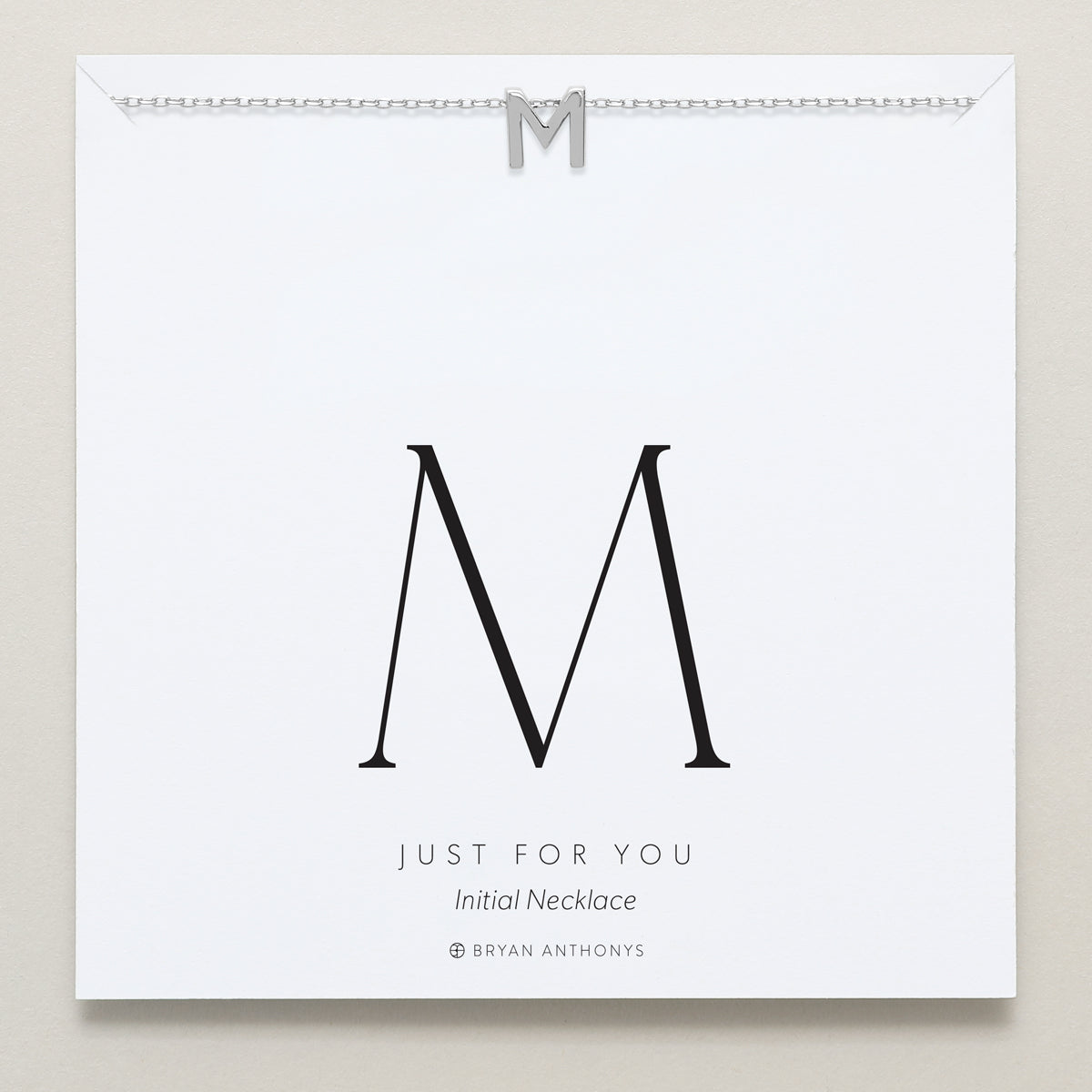 Bryan Anthonys Just For You Silver M Necklace On Card
