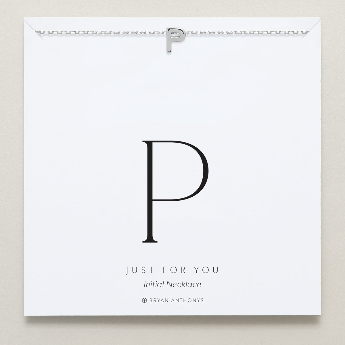 Bryan Anthonys Just For You Silver P Necklace On Card