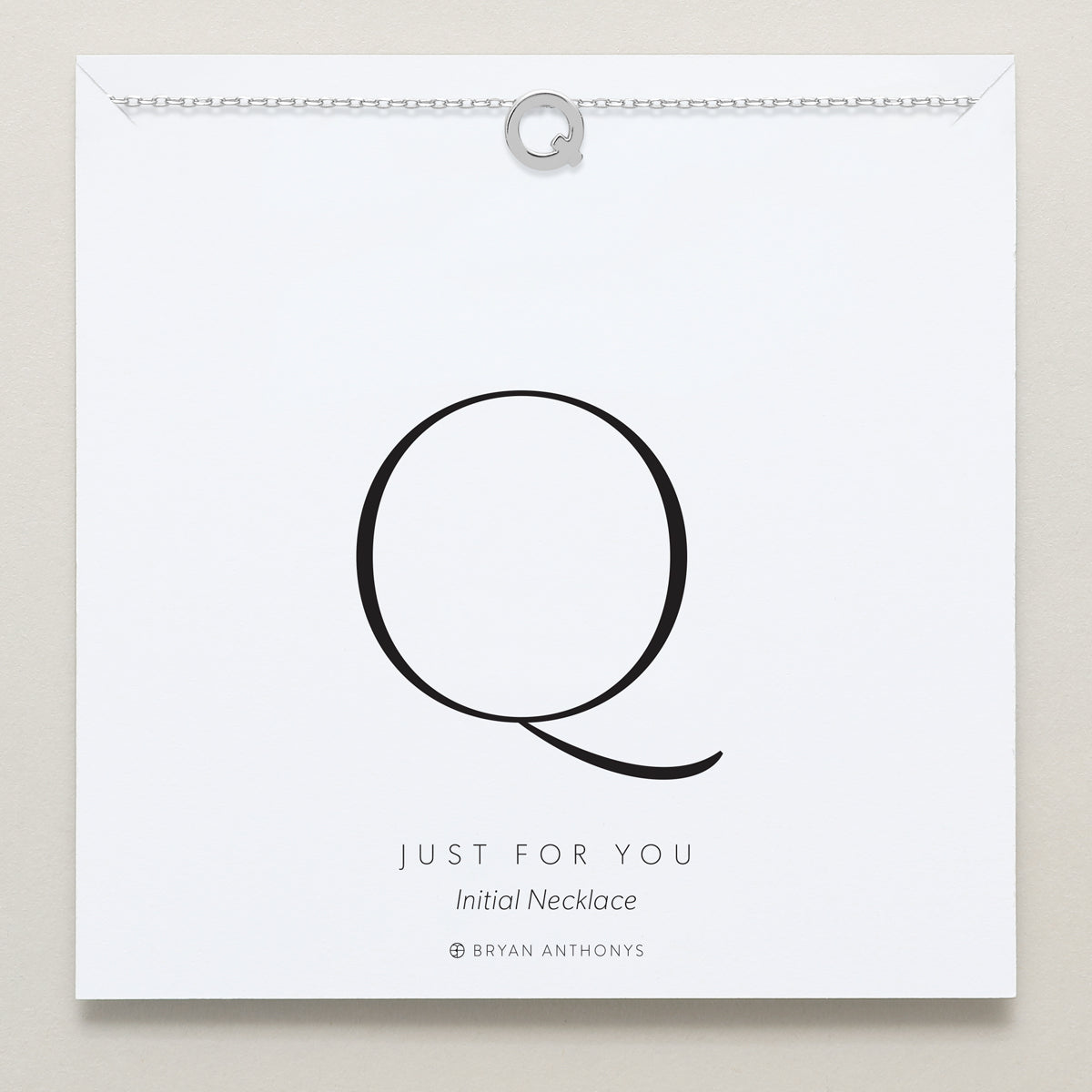 Bryan Anthonys Just For You Silver Q Necklace On Card