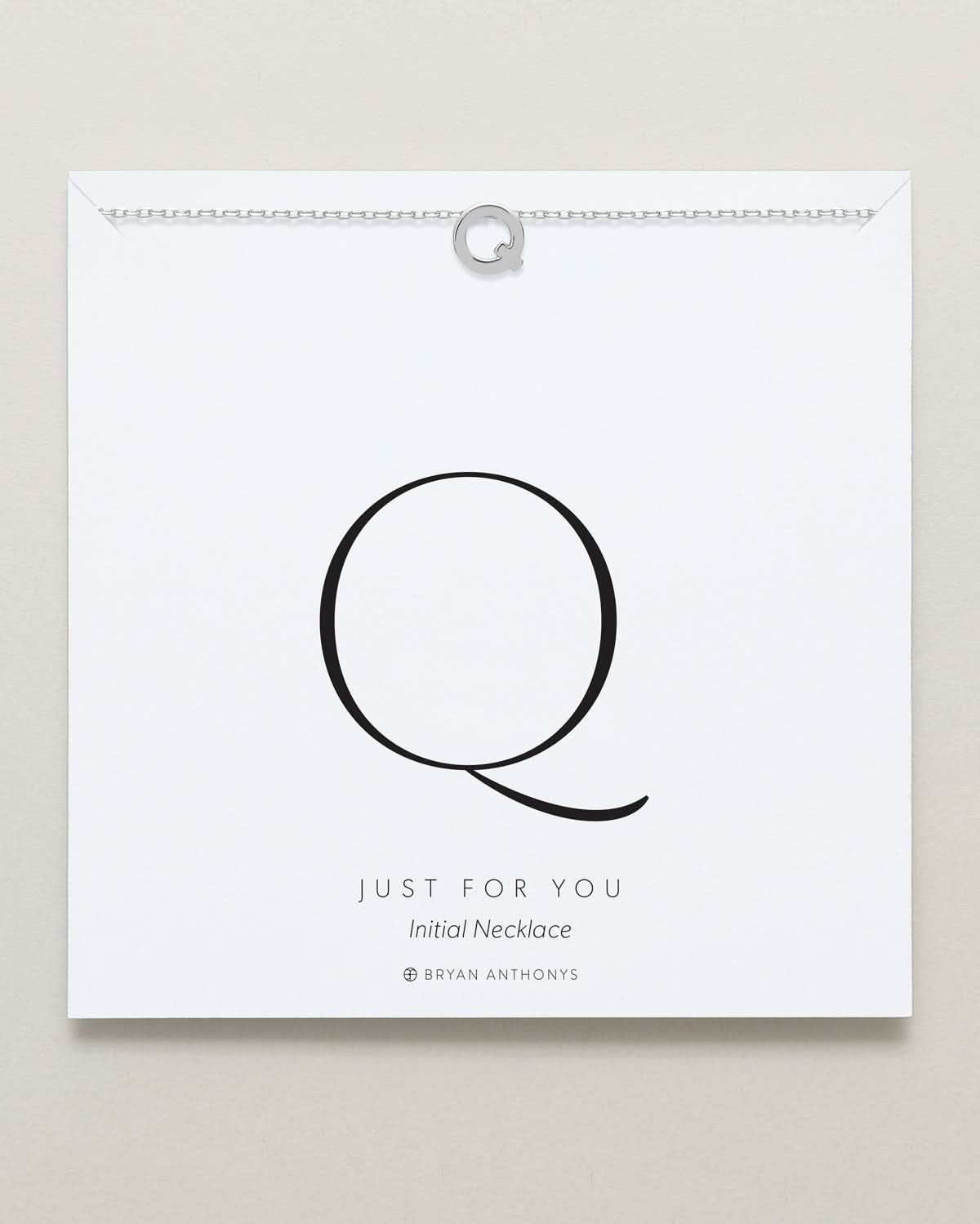 Bryan Anthonys Just For You Silver Q Necklace On Card