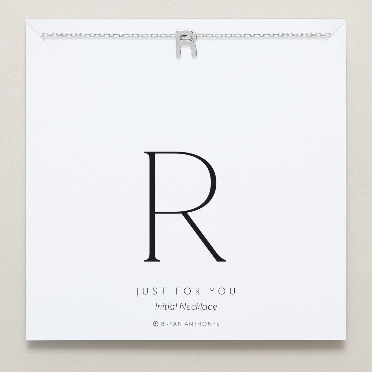 Bryan Anthonys Just For You Silver R Necklace On Card