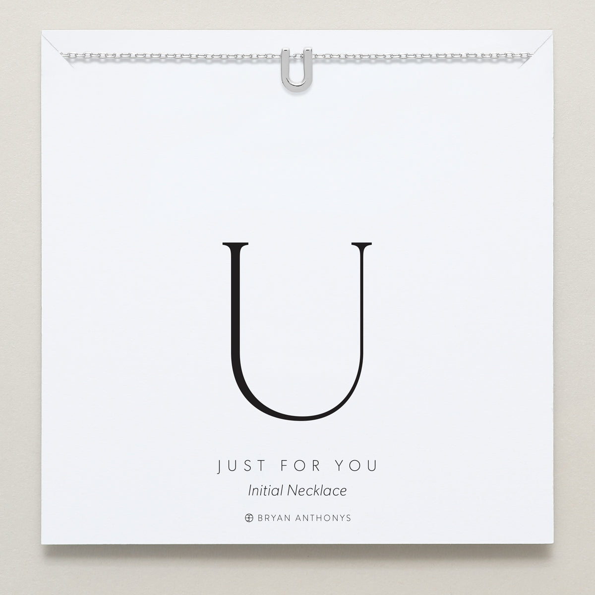 Bryan Anthonys Just For You Silver U Necklace On Card