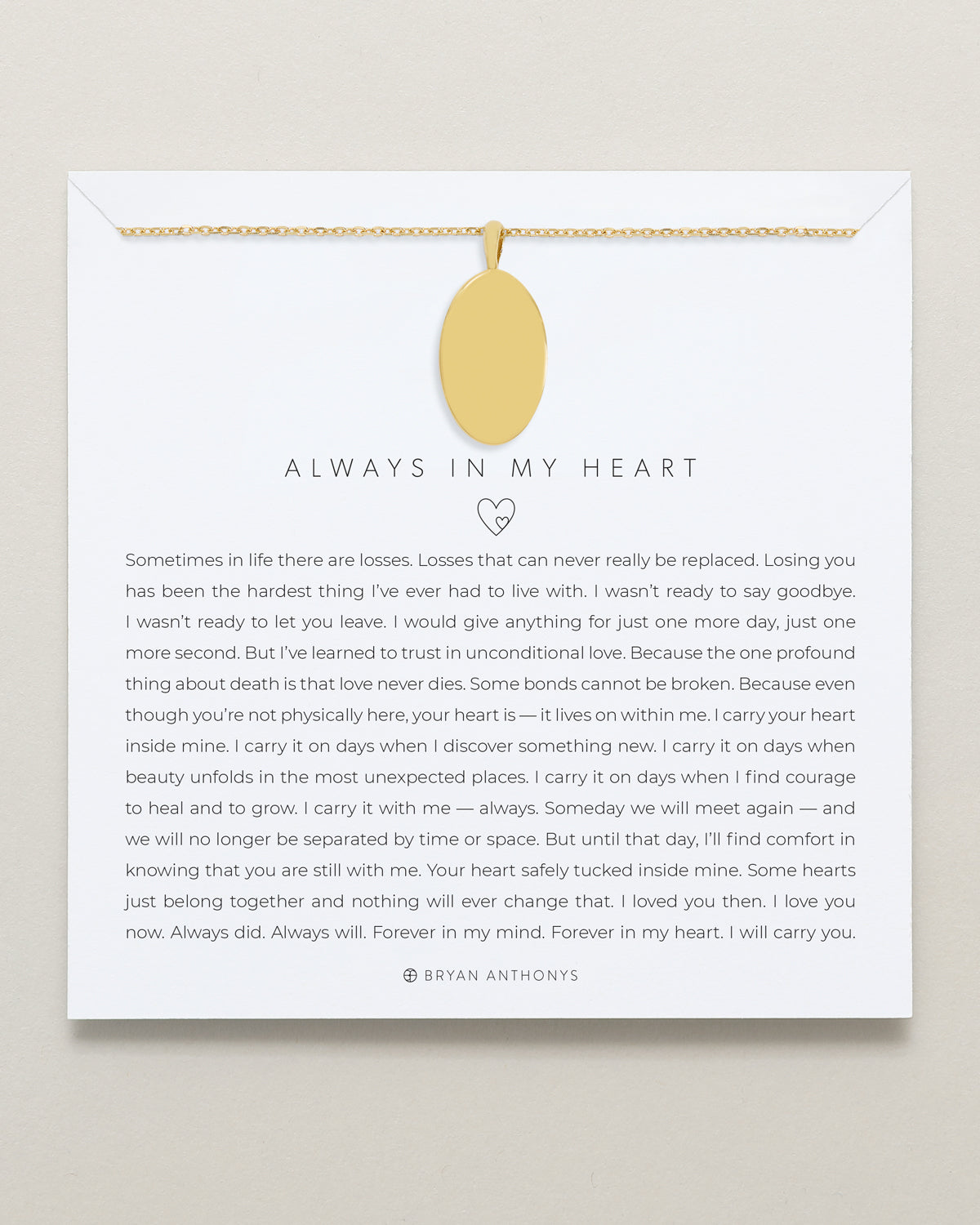 Always In My Heart Oval Engravable Demi-Fine Necklace showcase