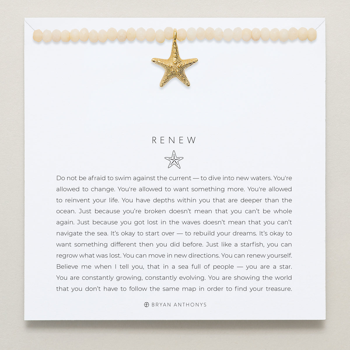 Bryan Anthonys Gold Beaded Renew Necklace On Card