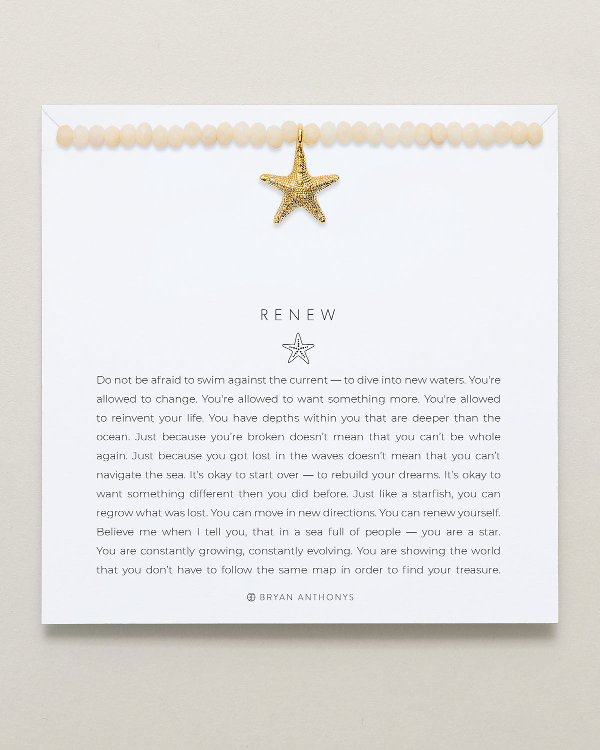 Bryan Anthonys Gold Beaded Renew Necklace On Card