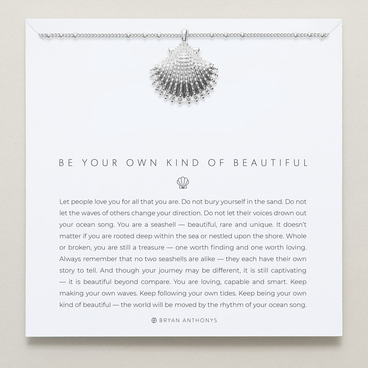 Bryan Anthonys Silver Be Your Own Kind Of Beautiful Pendant Necklace On Card