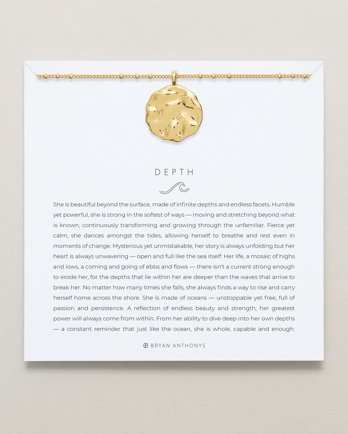 Bryan Anthonys Gold Depth Pendant Necklace On Card