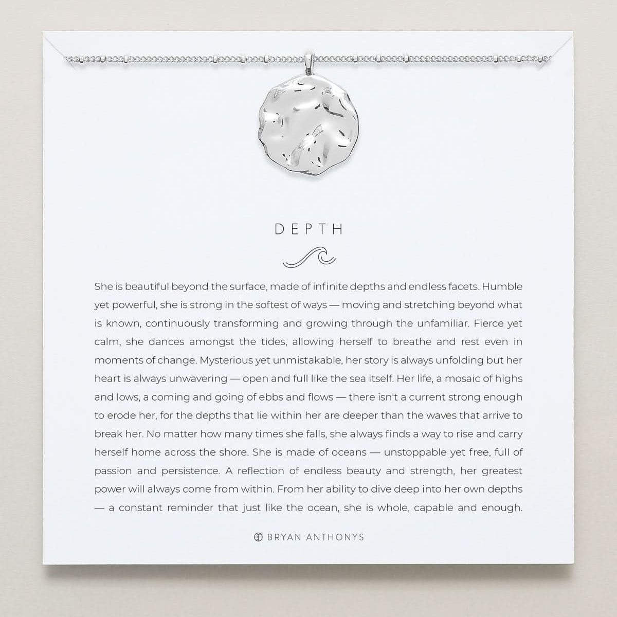 Bryan Anthonys Silver Depth Pendant Necklace On Card