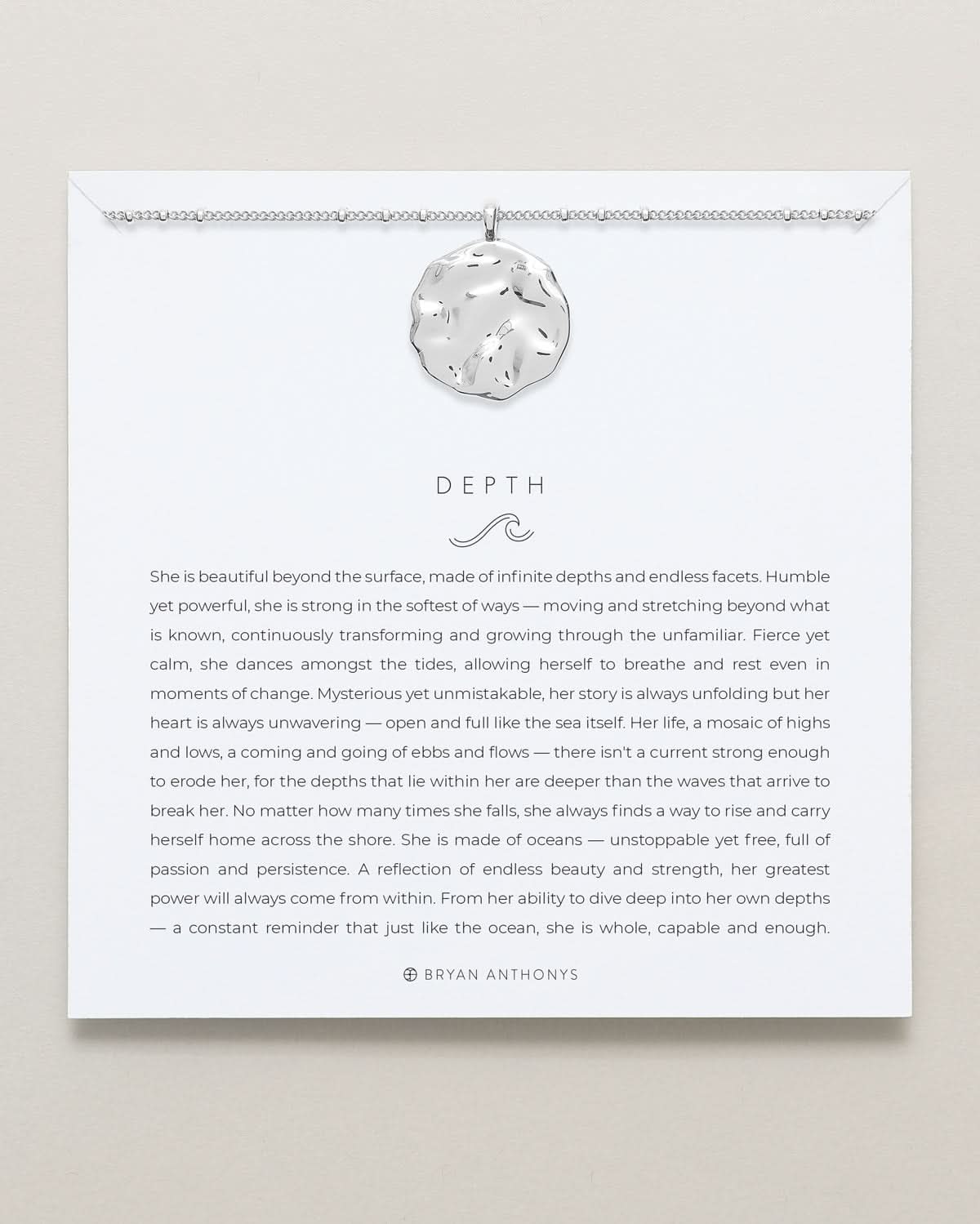 Bryan Anthonys Silver Depth Pendant Necklace On Card