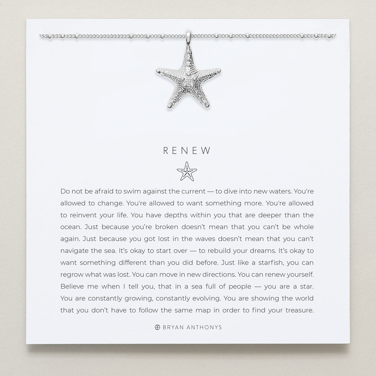 Bryan Anthonys Silver Renew Pendant Necklace On Card