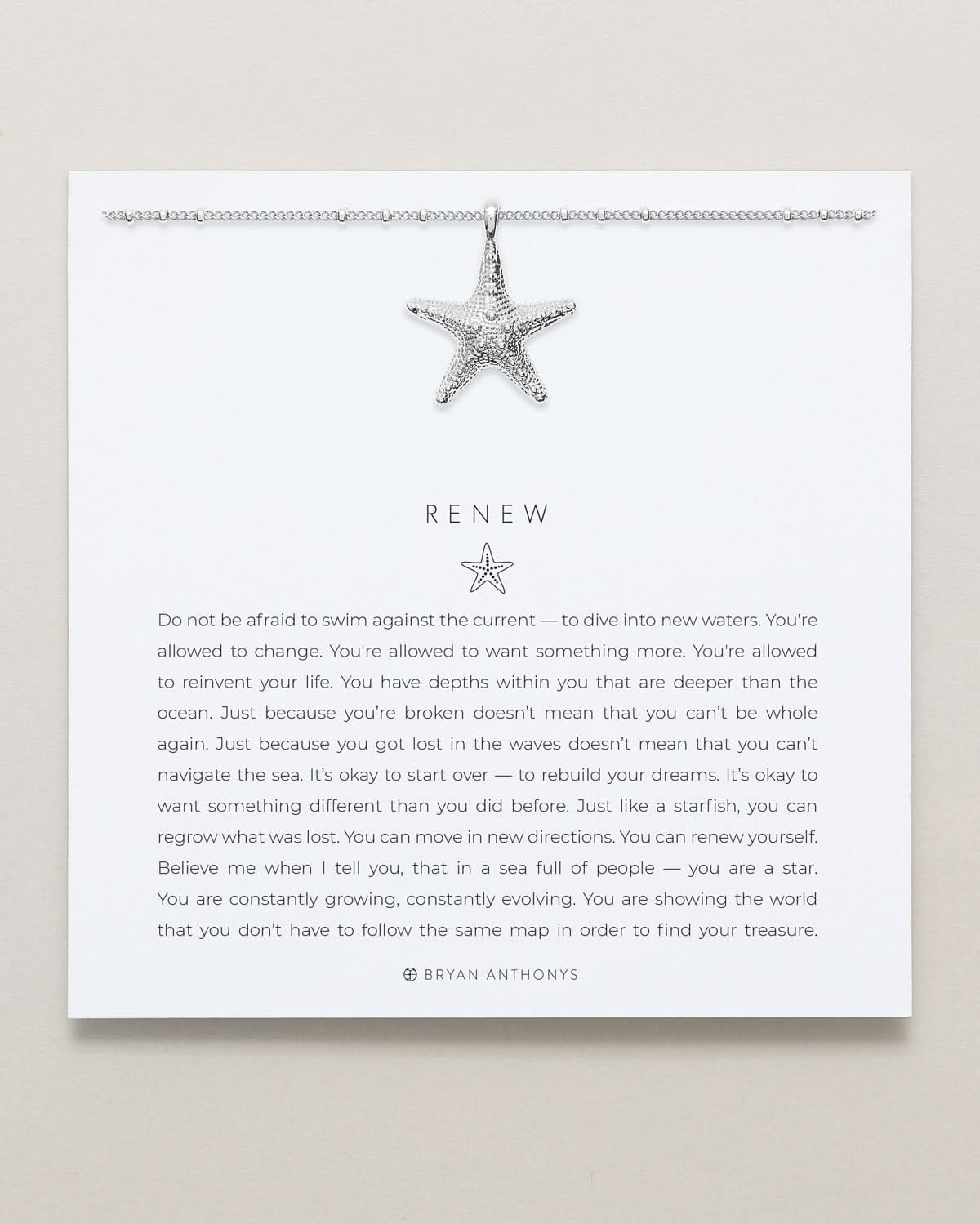 Bryan Anthonys Silver Renew Pendant Necklace On Card