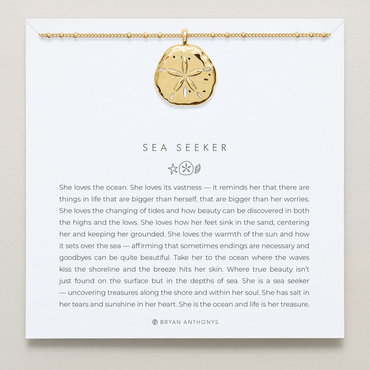 Bryan Anthonys Sea Seeker Gold Pendant Necklace On Card