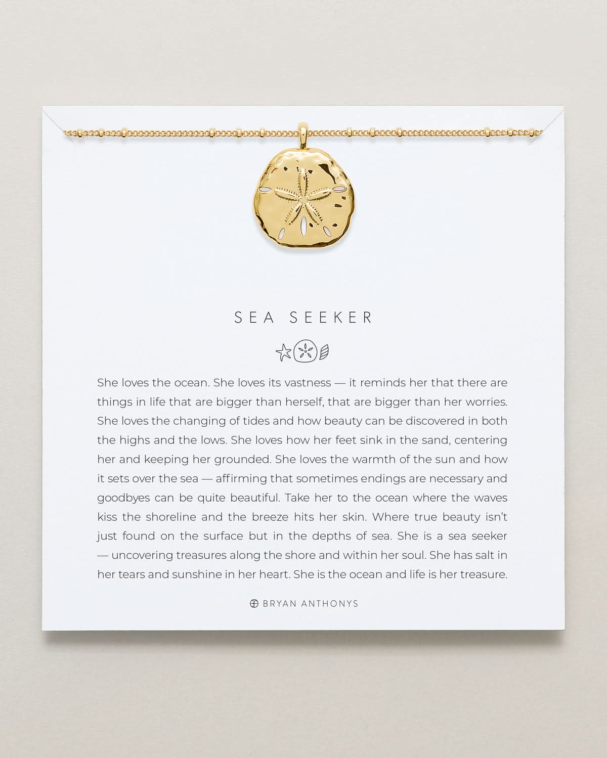 Bryan Anthonys Sea Seeker Gold Pendant Necklace On Card