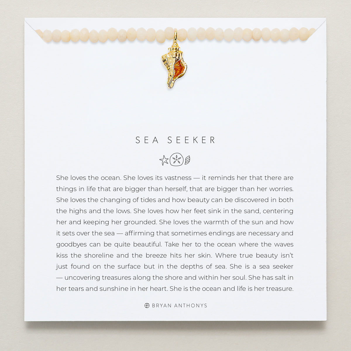 Bryan Anthonys Gold Sea Seeker Beaded Necklace On Card