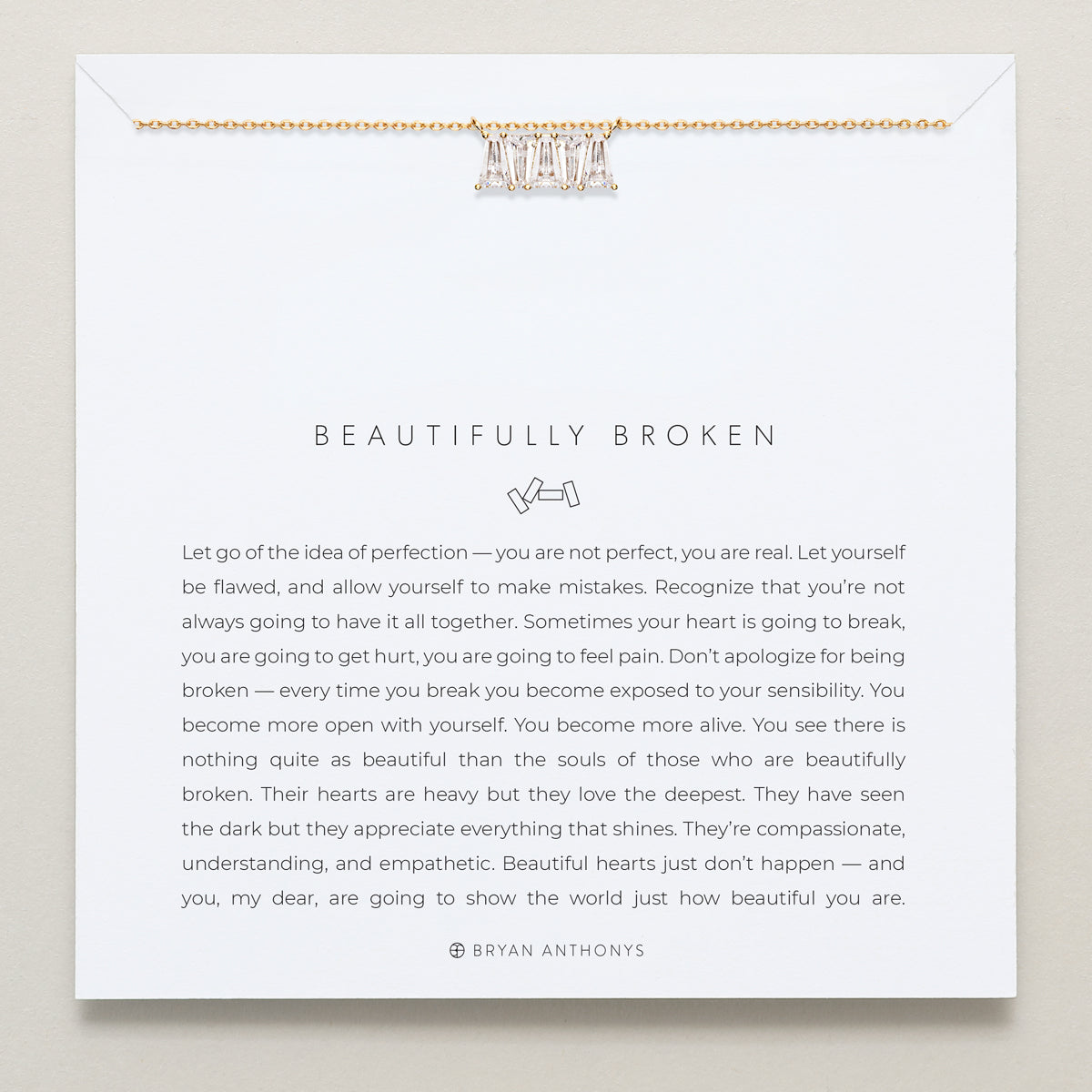 Bryan Anthonys Beautifully Broken Collection Baguette Dainty Necklace Gold