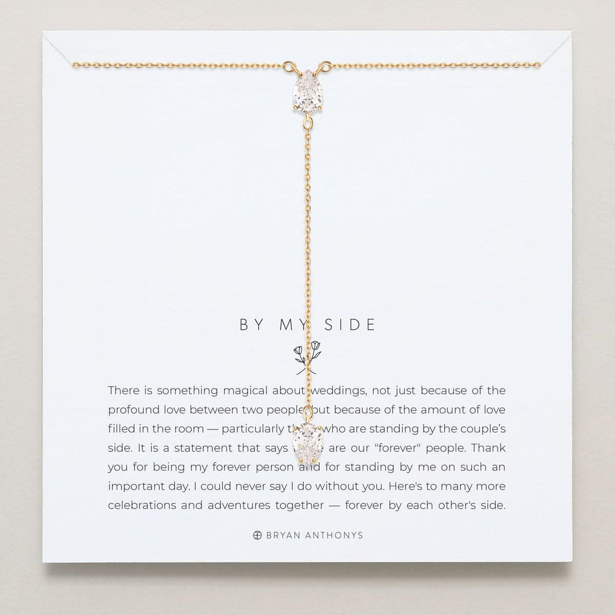 Bryan Anthonys Bridal Collection By My Side Pear Cut Lariat Necklace Gold On Card