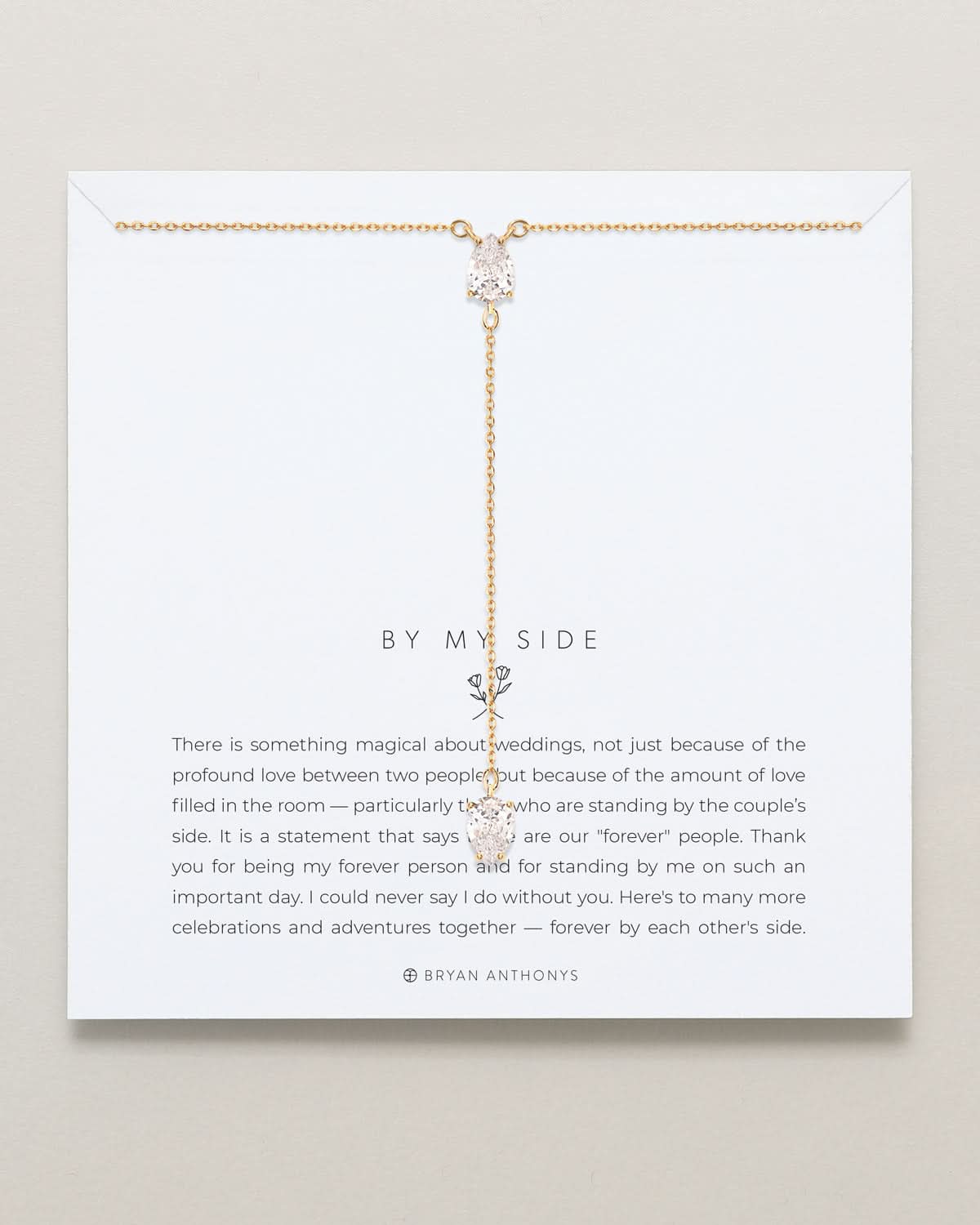 Bryan Anthonys Bridal Collection By My Side Pear Cut Lariat Necklace Gold On Card