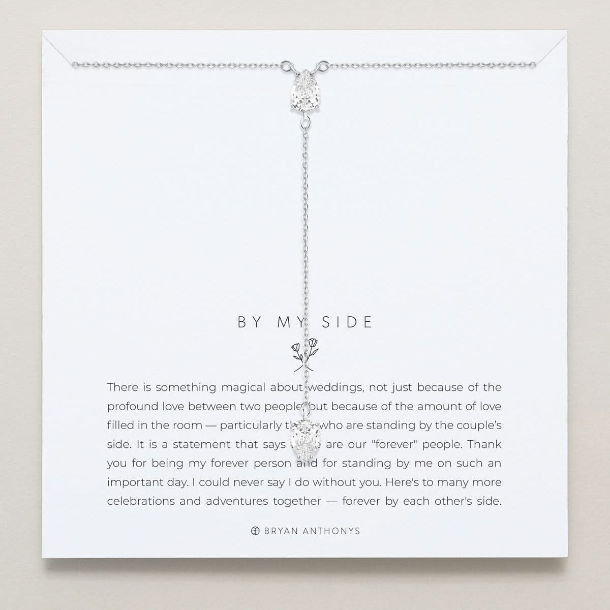Bryan Anthonys Bridal Collection By My Side Pear Cut Lariat Necklace Silver On Card