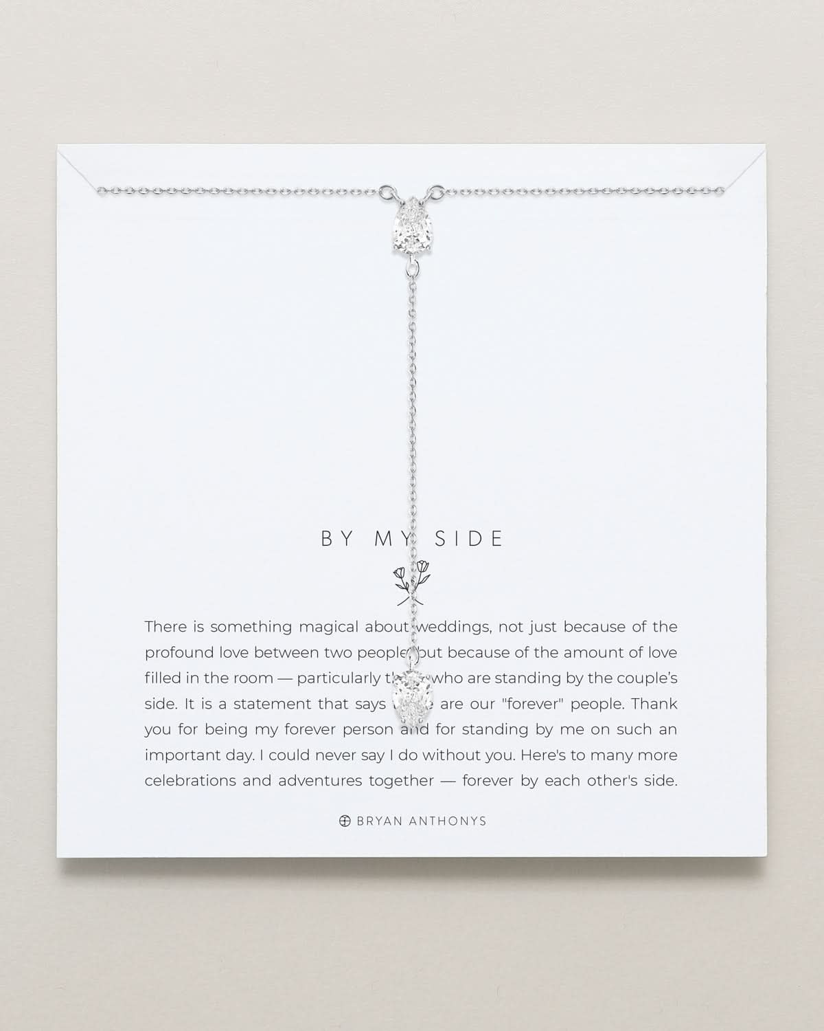Bryan Anthonys Bridal Collection By My Side Pear Cut Lariat Necklace Silver On Card