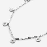 Close-up of Stars Can't Shine Without Darkness Choker in silver finish