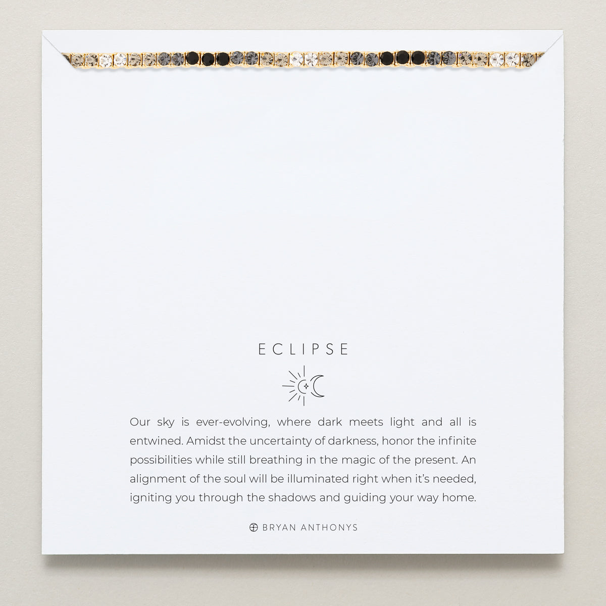Bryan Anthonys Eclipse Collection Tennis Necklace in Gold with Meaning Card