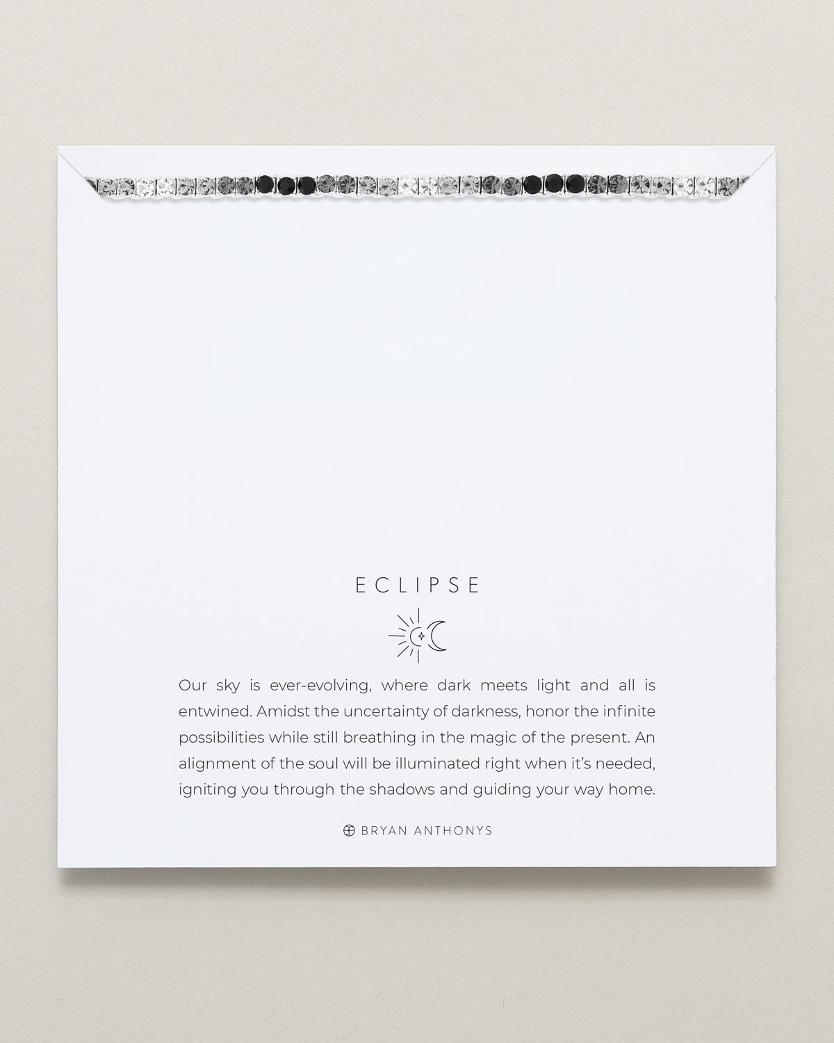 Bryan Anthonys Eclipse Collection Tennis Necklace in Silver with Meaning Card