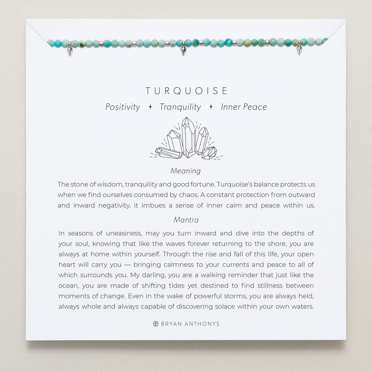 Bryan Anthonys Turquoise Healing Stone Silver Choker On Card