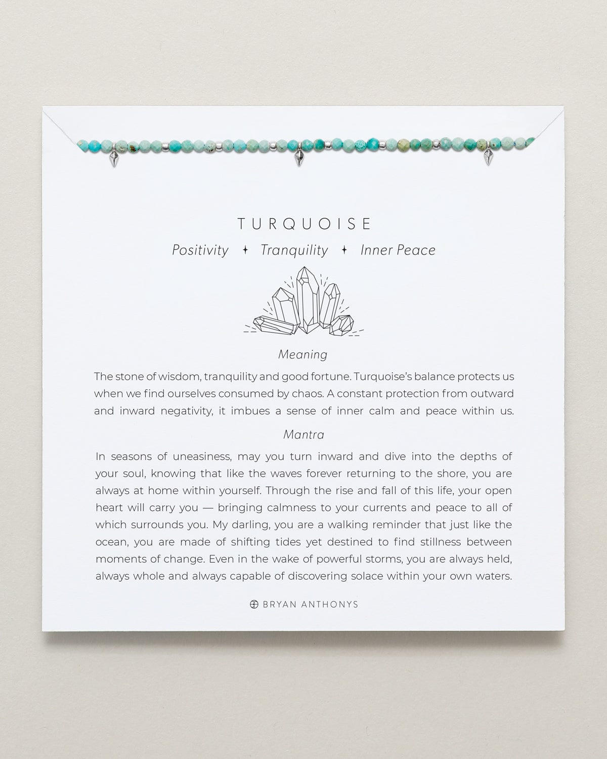 Bryan Anthonys Turquoise Healing Stone Silver Choker On Card