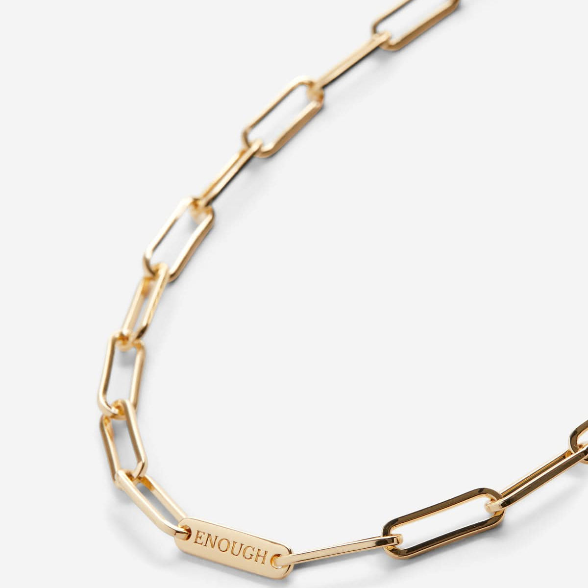 Bryan Anthonys I Am Enough Gold Paperclip Chain Necklace Macro