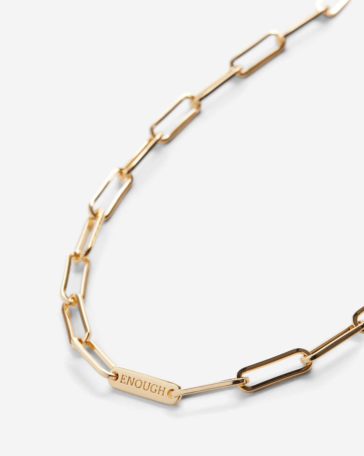 Bryan Anthonys I Am Enough Gold Paperclip Chain Necklace Macro